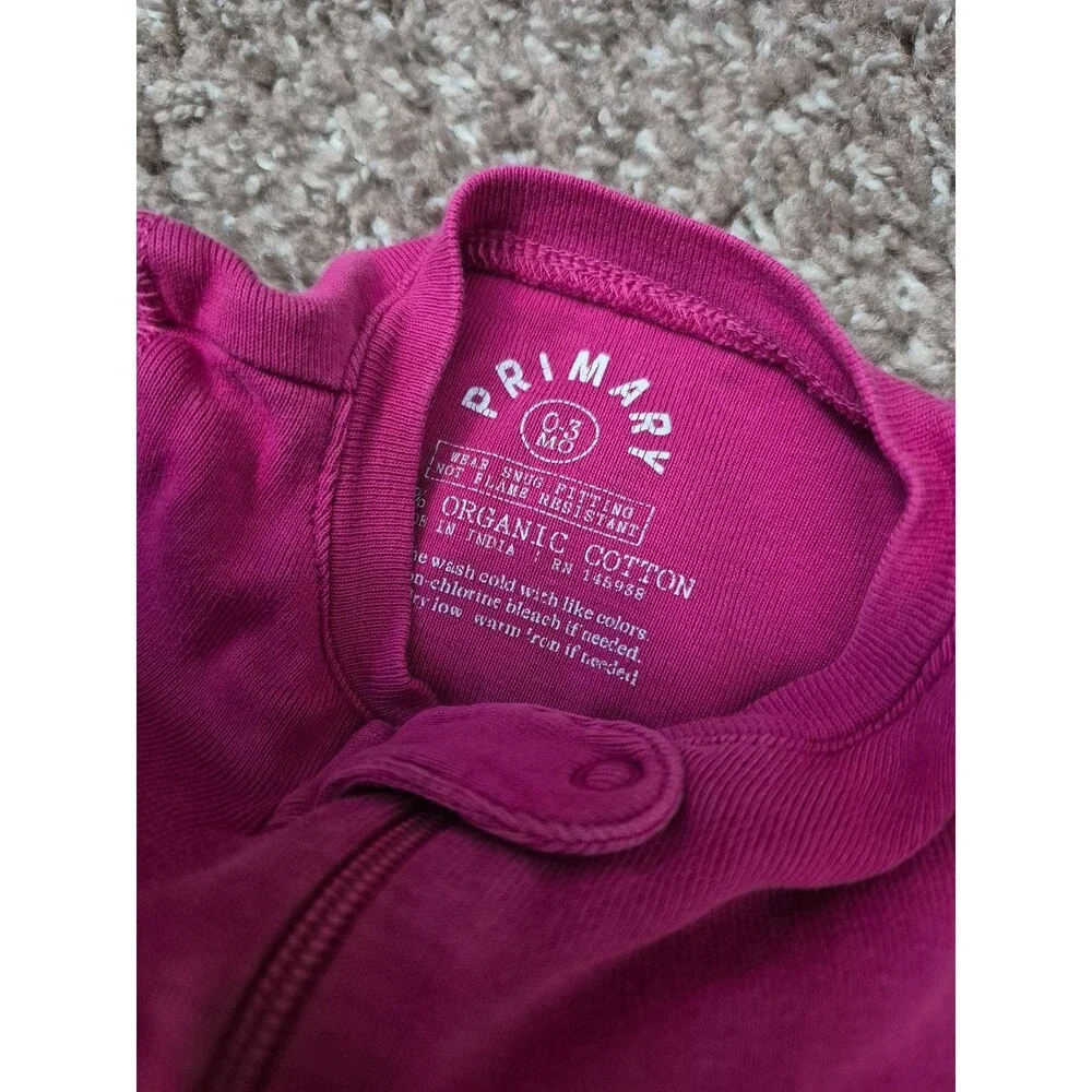 Primary organic cotton sleeper size 0-3 months pink
